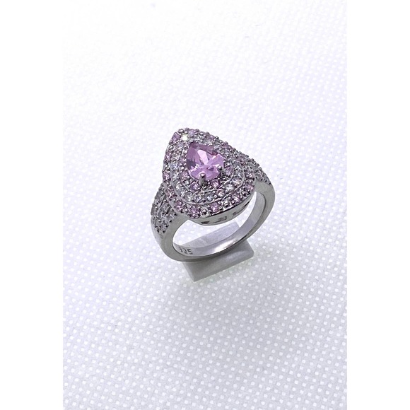 Size 8 Imitation Silver Pink Tourmaline Cluster October Birthstone Teardrop - Picture 4 of 8